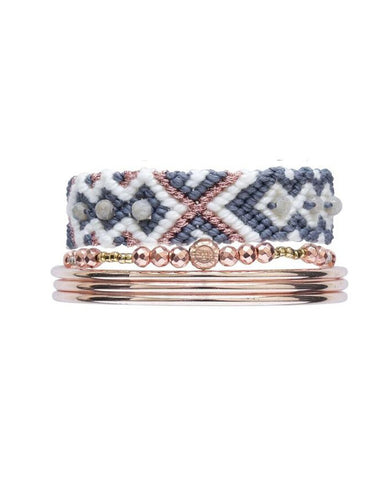 Friendship Healing Band Grey & Bangles Set - Rose Gold