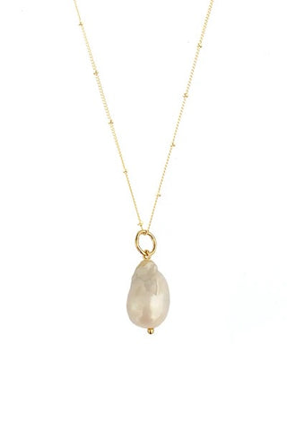 White Baroque Pearl Amulet + Necklace