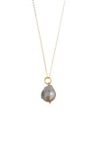 Silver Baroque Pearl Amulet + Rolo Chain Necklace
