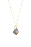 Silver Baroque Pearl Amulet + Ball Chain Necklace