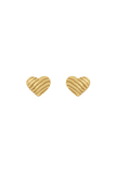 Mini Gold Wavy Heart Stud Earrings