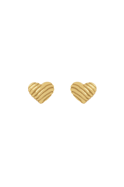 Mini Gold Wavy Heart Stud Earrings