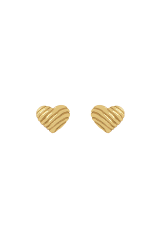 Mini Gold Wavy Heart Stud Earrings